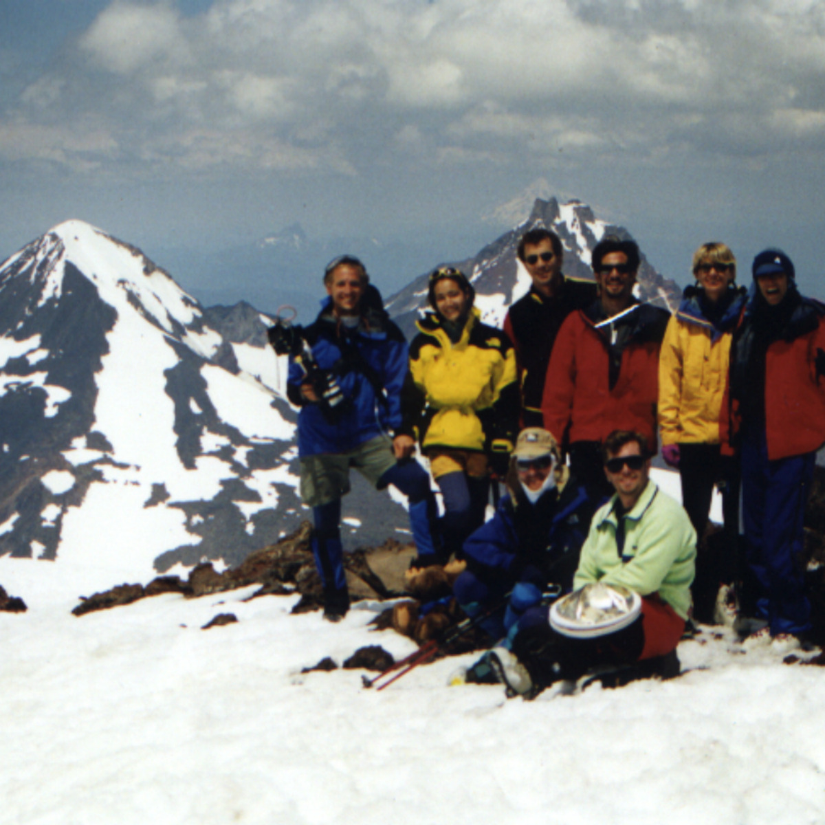 Production crew on a mountain summit